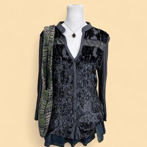 gray mesh velvet semi sheer boho whimsygoth grunge top